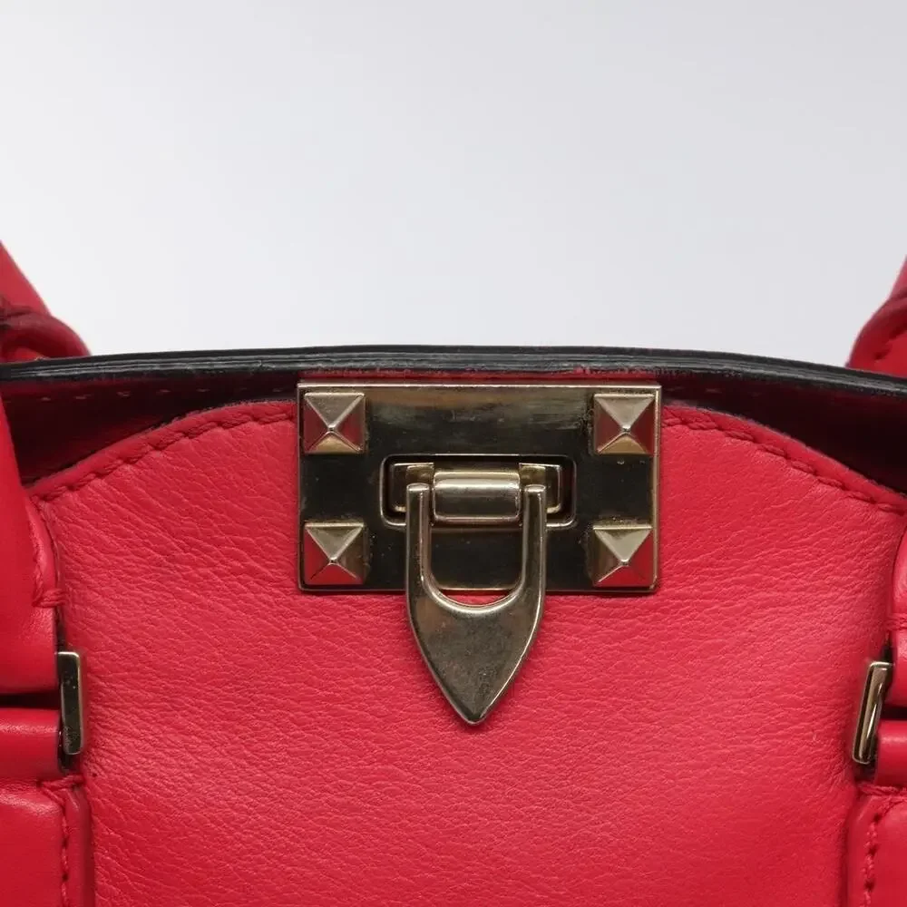 Valentino Rockstud Leather Handbag Red